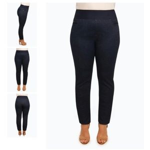 Plus Size Pull On Stretch Denim Straight Leg
